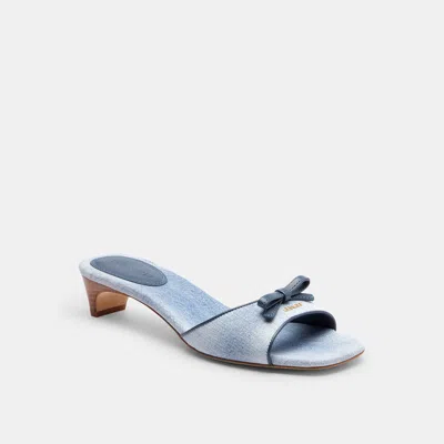 Coach Outlet Bow Kitten Heel Sandal In Loved Denim In Purple