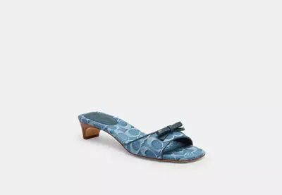 Coach Outlet Bow Kitten Heel Sandal In Signature Denim In Multi
