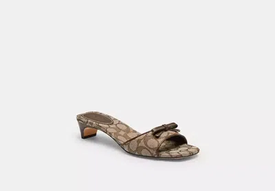 Coach Outlet Bow Kitten Heel Sandal In Signature Jacquard In Brown