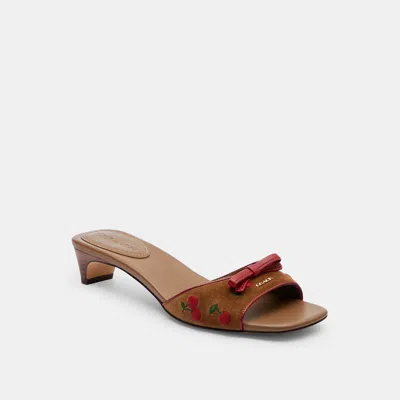 Coach Outlet Bow Slingback Heel With Cherry Embroidery In Brown