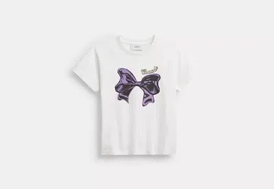 Coach Outlet Bow T-shirt In Organic Cotton In White