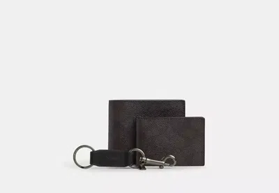 Coach Outlet Boxed 3 In 1 Wallet Gift Set In Signature Canvas In Brown