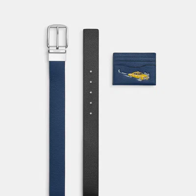 Coach Outlet Boxed Card Case And Belt Set With Car Print