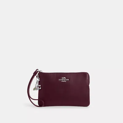 Coach Outlet Boxed Corner Zip Wristlet With Charms In Burgundy