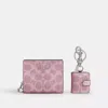 Coach Outlet Boxed Snap Wallet And Picture Frame Charm In Signature Canvas In Pink