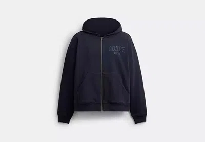 Coach Outlet Boxy Full Zip Hoodie In Blue