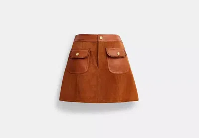 Coach Outlet Braided Suede Mini Skirt In Brown