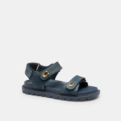 Coach Outlet Brynn Sandal In Loved Denim In Dark Indigo