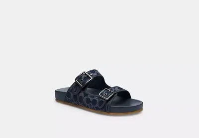 Coach Outlet Buckle Strap Sandal In Signature Denim In Y25/blue