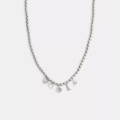 Coach Outlet Butterfly And Rexy Charm Pearl Necklace In Silver