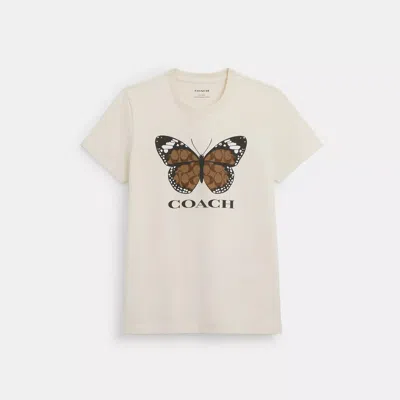 Coach Outlet Butterfly T Shirt In Organic Cotton In Neutral