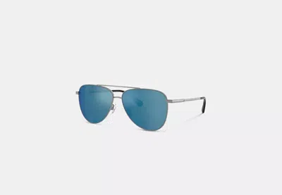 Coach Outlet C Hardware Metal Pilot Sunglasses In Silver