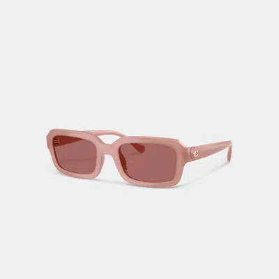 Coach Outlet C Heart Narrow Square Sunglassses In Pink