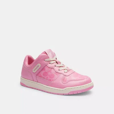 Coach Outlet C201 Low Top Sneaker In Signature Canvas In Pink