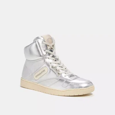 Coach Outlet C202 High Top Sneaker In Silver