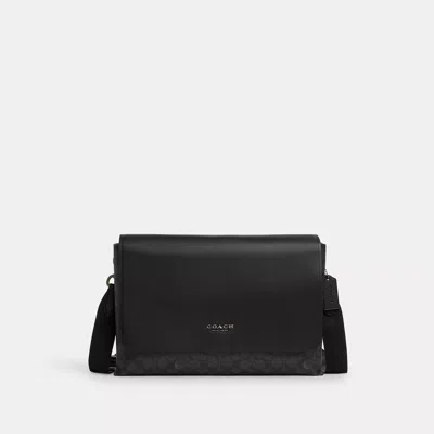 Coach Outlet Caleb Messenger Bag In Signature Canvas In Grey