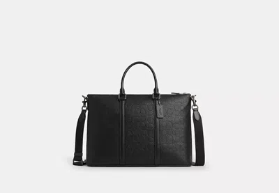 Coach Outlet Caleb Work Bag In Signature Leather In Black