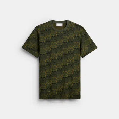 Coach Outlet Camo Signature Classic T-shirt In Organic Cotton In Green/black