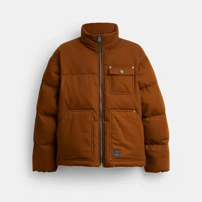 Coach Outlet Canvas Down Jacket In Brown