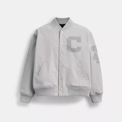 Coach Outlet Canvas Varsity Jacket In Gray