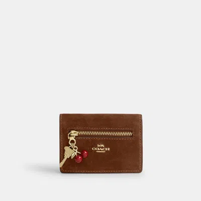 Coach Outlet Card Case With Charms In Gold/warm Brown