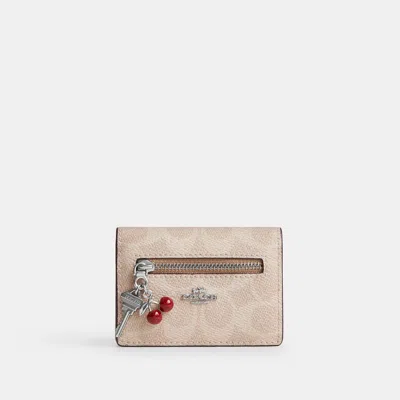 Coach Outlet Card Case With Charms In Silver/sand/taupe