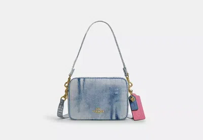 Coach Outlet Carey Crossbody Bag In Loved Denim With Charms In Blue