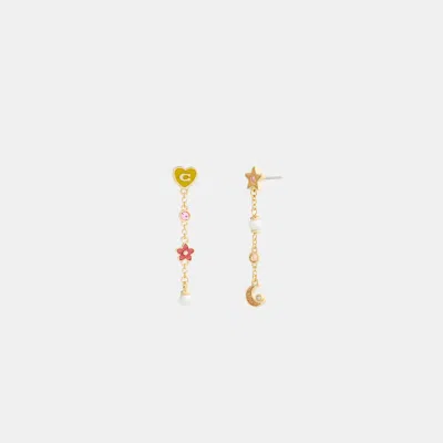 Coach Outlet Celestial Stars And Hearts Linear Earrings In Multi