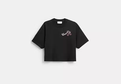 Coach Outlet Charms Cropped T-shirt In Organic Cotton In Black