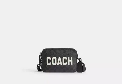 Coach Outlet Charter Crossbody Bag 19 In Signature Canvas With Coach Graphic In Gray