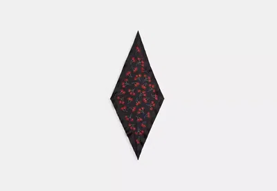 Coach Outlet Cherries Print Silk Diamond Scarf In Black