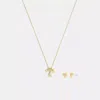 Coach Outlet Cherry And Heart Earrings And Necklace Set In Gold