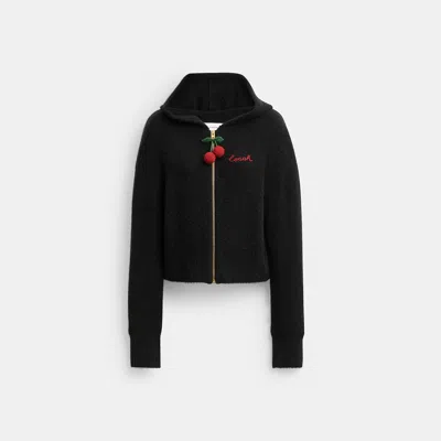 Coach Outlet Cherry Charm Knit Hoodie In Black