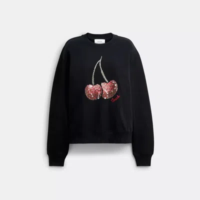 Coach Outlet Cherry Crewneck Sweatshirt In Black
