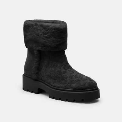 Coach Outlet Chunky Sherpa Bootie In Signature Suede In Black