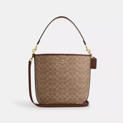 Coach Outlet City Large Bucket Bag In Signature Canvas In Beige