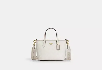 Coach Outlet City Mini Tote Bag In Signature Canvas In White