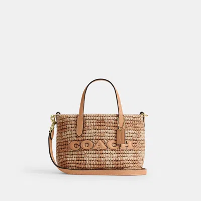 Coach Outlet City Mini Tote Bag With Gingham Print In Brown