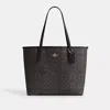 Coach Outlet Small City Tote Bag In Signature Canvas In Grey