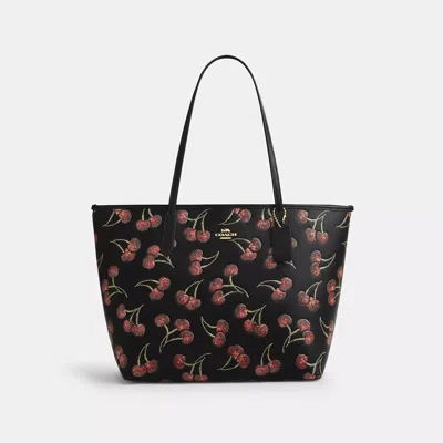 Coach Outlet City Tote Bag With Cherry Print In Multi