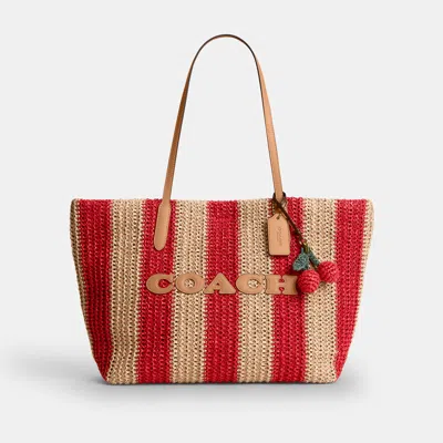 Coach Outlet City Tote Bag With Stripes And Charm