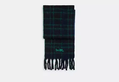 Coach Outlet Classic Plaid Oversized Muffler In Blue