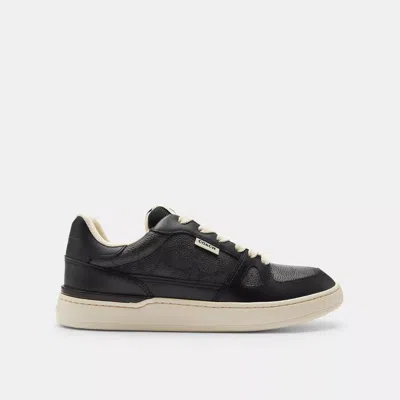 Coach Outlet Clip Court Low Top Sneaker In Signature Canvas In Black
