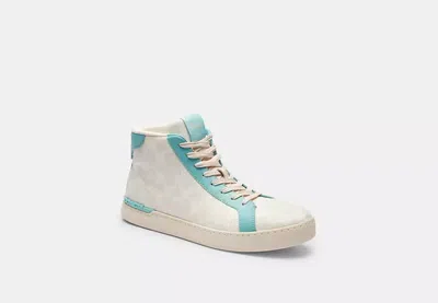Coach Outlet Clip High Top Sneaker In Signature Canvas In Neutral