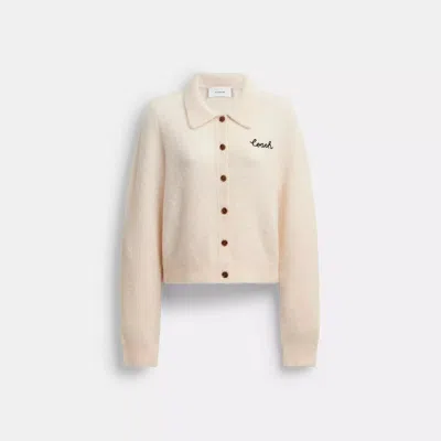 Coach Outlet Coach Embroidered Cropped Cardigan In Neutral