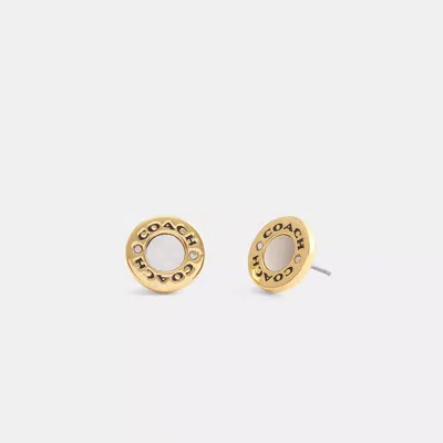 Coach Outlet Coach Enamel Circle Stud Earrings In Gold