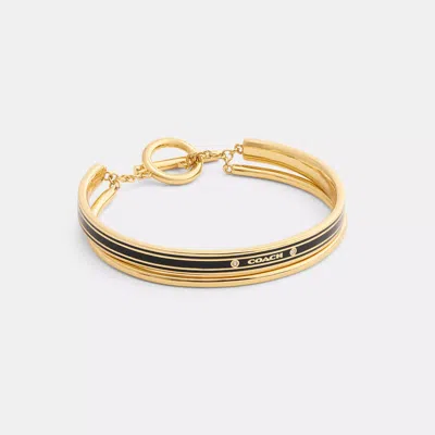 Coach Outlet Coach Enamel Double Bangle Bracelet In Black