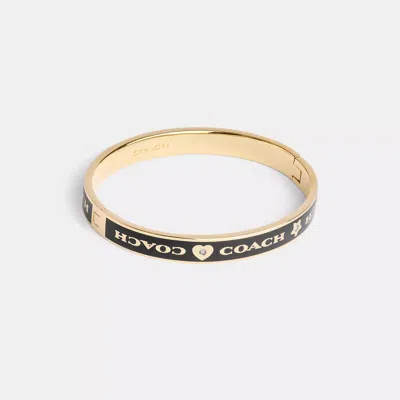 Coach Outlet Signature Enamel Hinged Bangle In Black
