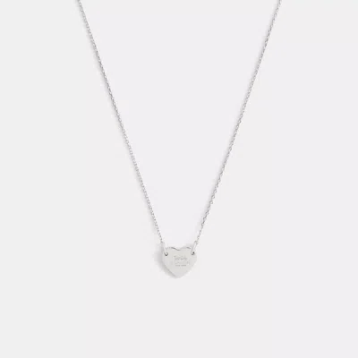 Coach Outlet Coach Heart Pendant Necklace In Silver
