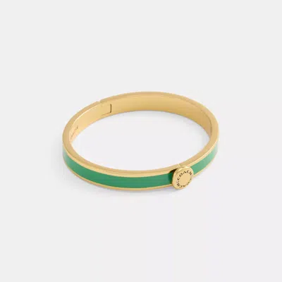 Coach Outlet Coach Rivet Enamel Hinged Bangle In Green